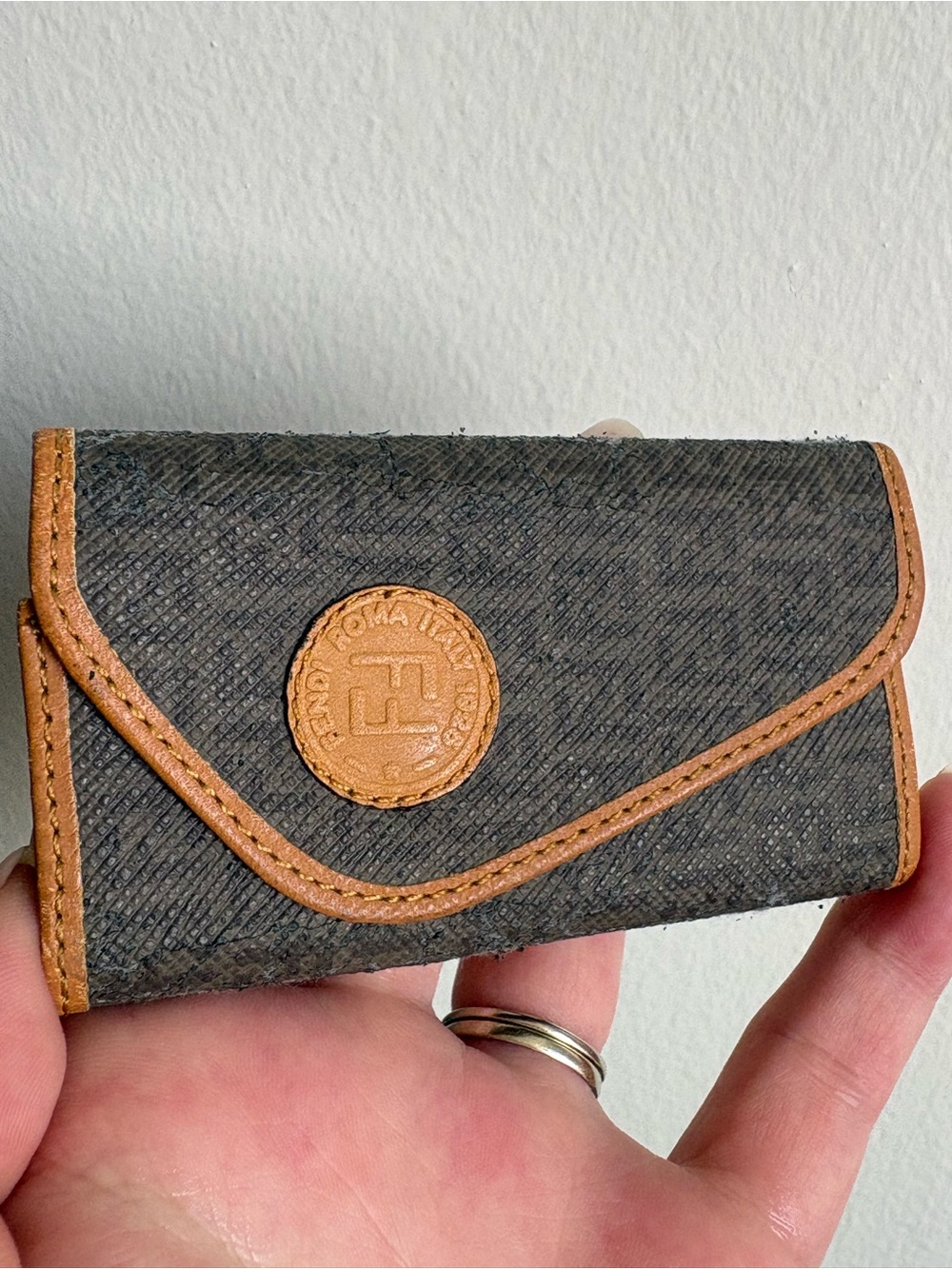 Auth Fendi leather key case Vintage